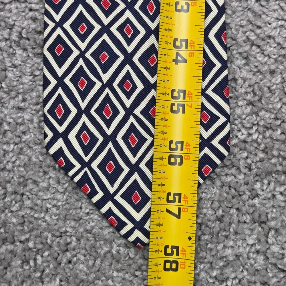 Polo Ralph Lauren Navy Blue Silk Tie Argyle Diamond Pattern USA‎ Made